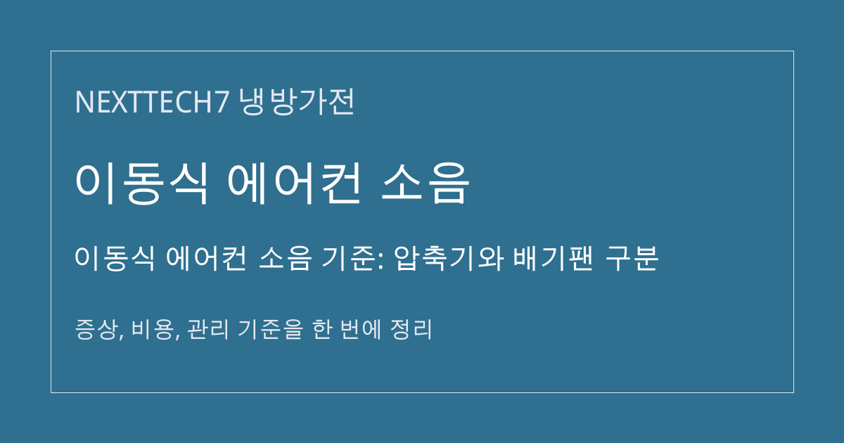 이동식 에어컨 소음 기준: 압축기와 배기팬 구분 대표 이미지