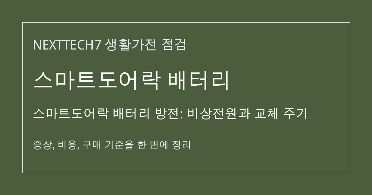 스마트도어락 배터리 방전: 비상전원과 교체 주기 대표 이미지